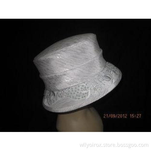 Light Weight Sunday Ladieswhite Church Hats Bowler , Fabric